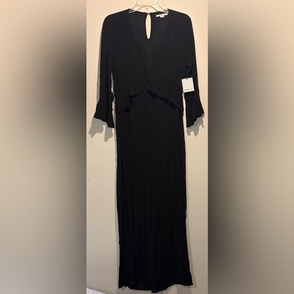 O’Neill- NWT “Bryan” Black Sheer Wide Leg Bell Sleeves Jumpsuit Coverup- Size S